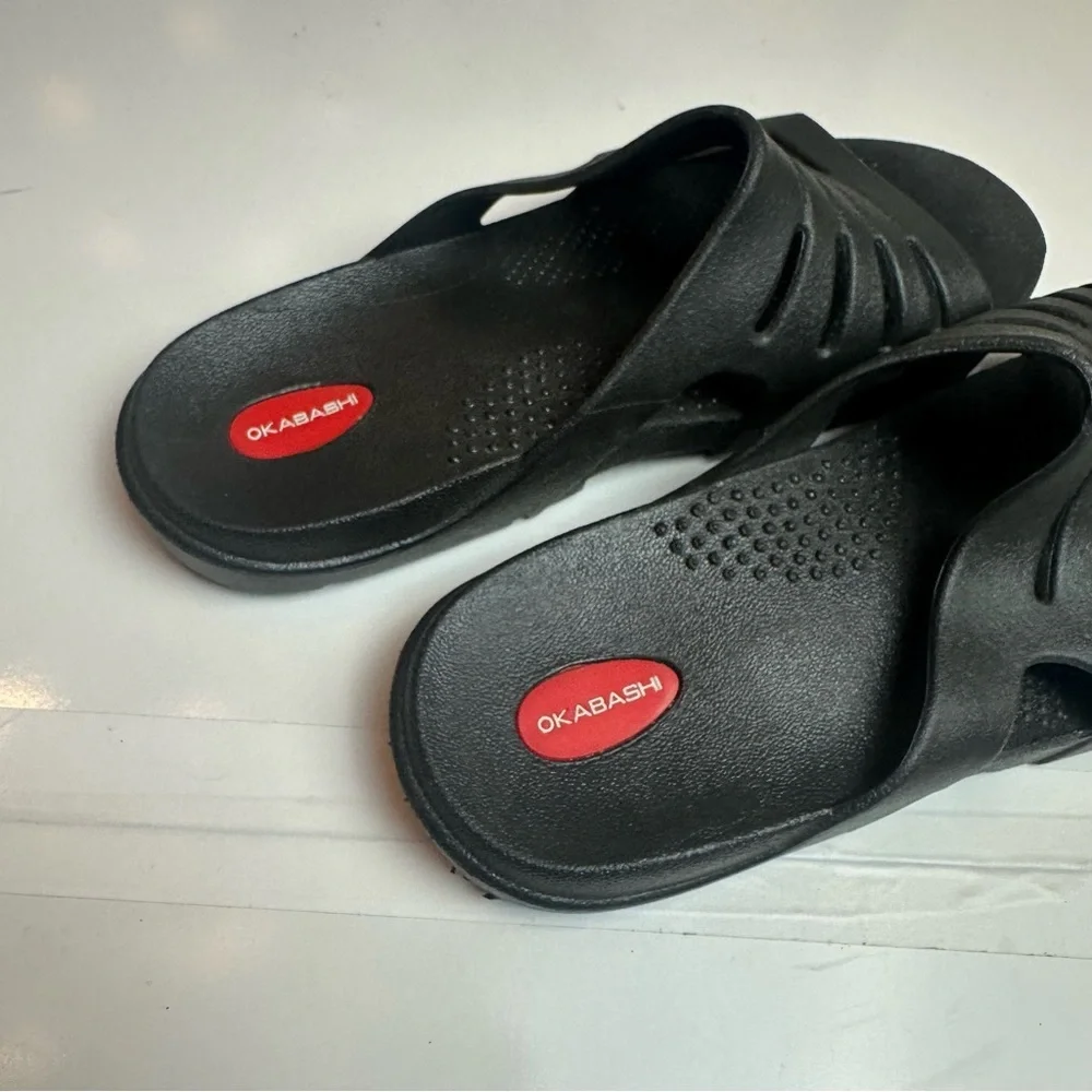 Okabashi Eurosport Men’s XL Black Comfort Recovery Slide Sandals Made in USA